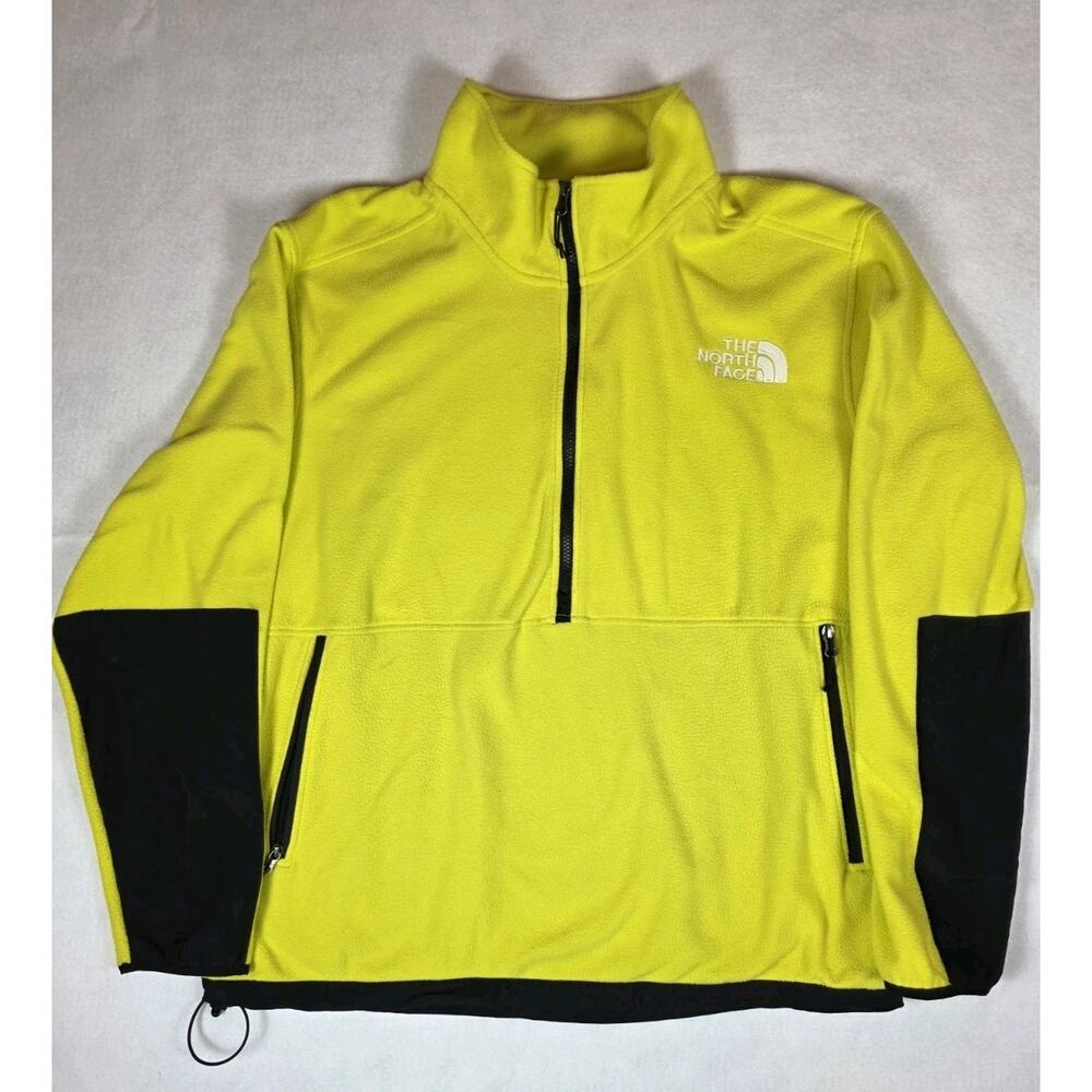 The North Face 1/2 Zip Fleece Pullover Yellow Black Zipper Mens Size 2XL